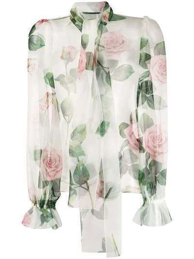 Dolce & Gabbana блузка с бантом и цветочным принтом F5L15THS19T