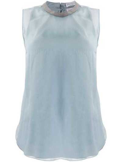 Brunello Cucinelli прозрачная блузка с заклепками MF940DL510C9403