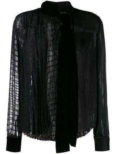 Sacai полупрозрачная блузка с плиссировкой 1904612