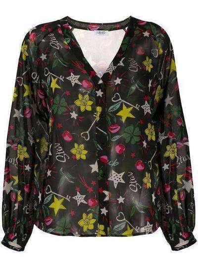 LIU JO расклешенная блузка с вышивкой WA0260T0110