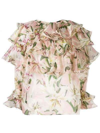 Dolce & Gabbana блузка с принтом и оборками F5K32THS148