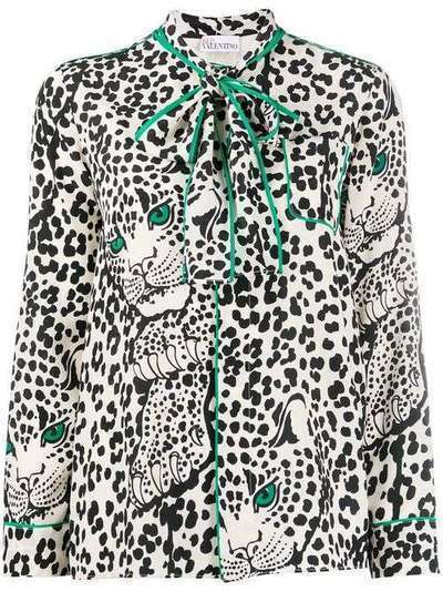 RedValentino блузка с бантом и леопардовым принтом