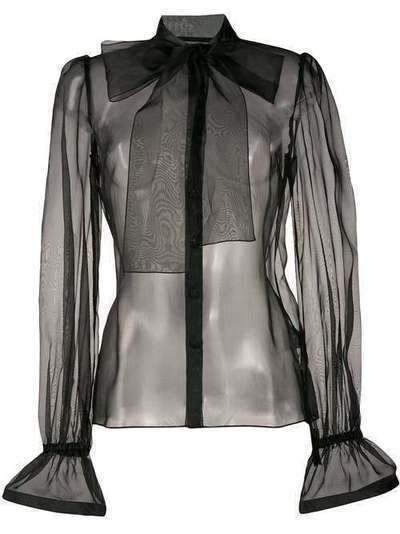 Dolce & Gabbana прозрачная блузка с бантом F5M35TFU1BU