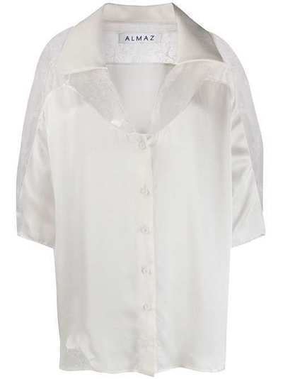 Almaz атласная блузка с кружевными вставками SI0401S20WHITE