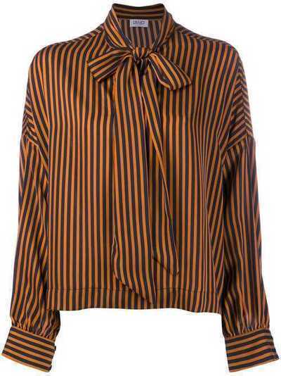 LIU JO полосатая блузка с бантом W69040T4031