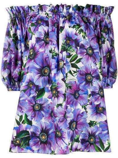 Dolce & Gabbana блузка с открытыми плечами и цветочным принтом F71J7THS5GD