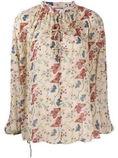 Semicouture блузка с завязками на воротнике и цветочным принтом Y9AT01