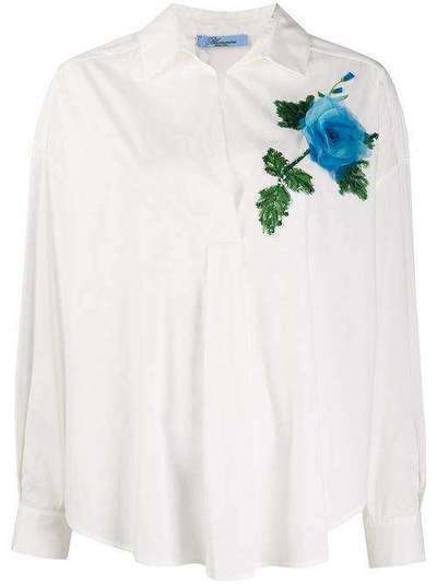 Blumarine блузка с цветочной аппликацией и пайетками 20540