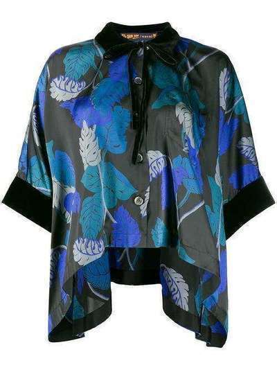 Sacai блузка с принтом и бархатной окантовкой 2005090