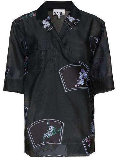 GANNI прозрачная блузка с цветочным принтом F4580