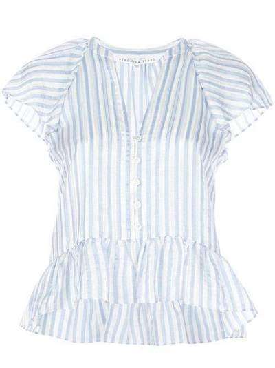 Veronica Beard striped-print ruffled blouse 2002SH0234846