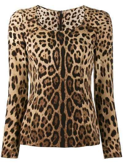 Dolce & Gabbana блузка с леопардовым принтом F73V6TFSADD