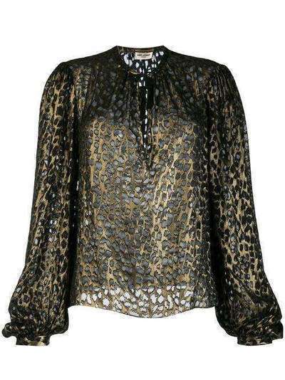 Saint Laurent леопардовая блузка с люрексом 587211Y725V