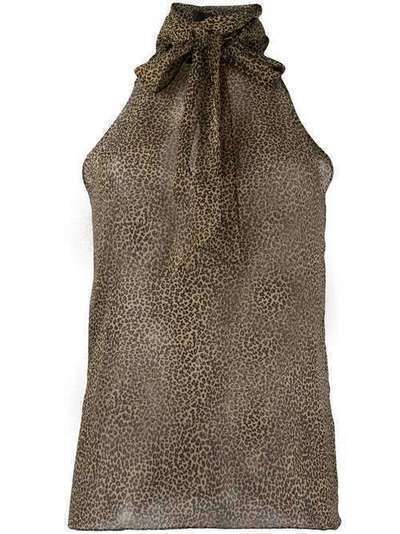 Nili Lotan блузка с вырезом халтер и леопардовым принтом 10527W137