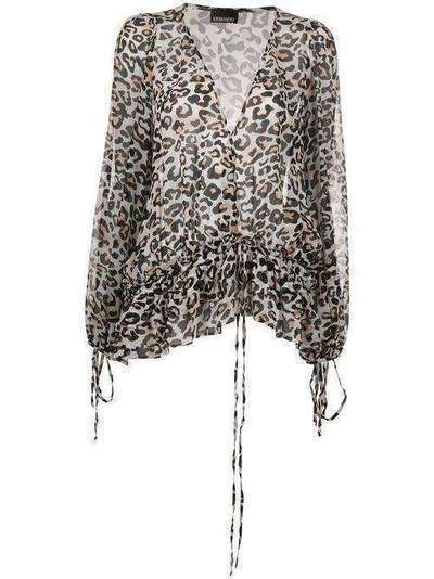 Ermanno Ermanno блузка с завязками и леопардовым принтом CM26