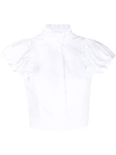 Alexander McQueen укороченная блузка с оборками на рукавах 617297QAAAC