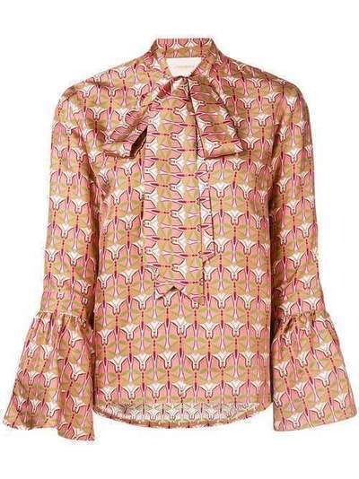 La Doublej geometric pussy bow blouse SHI0011SIL001LIB0002