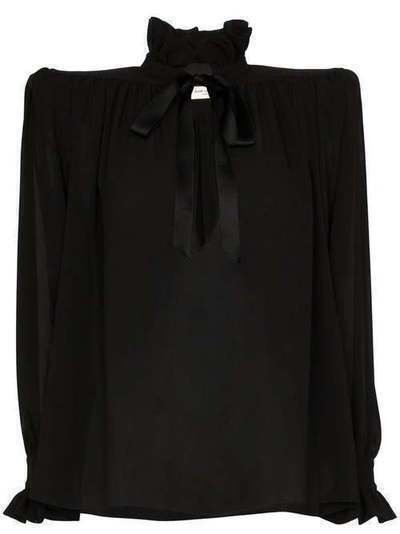 Saint Laurent блузка с объемными плечами 590643Y059R