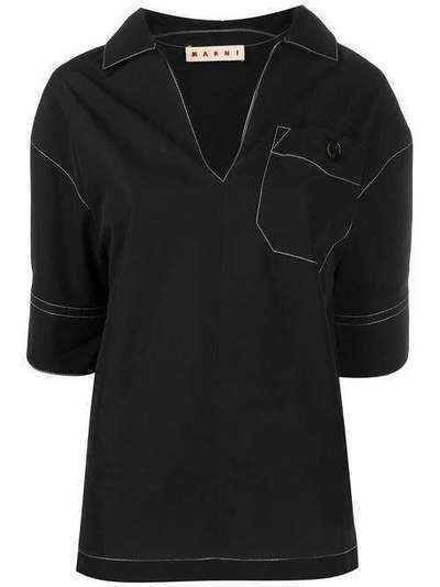 Marni блузка-поло с контрастной строчкой CAMA0269A0TCW64