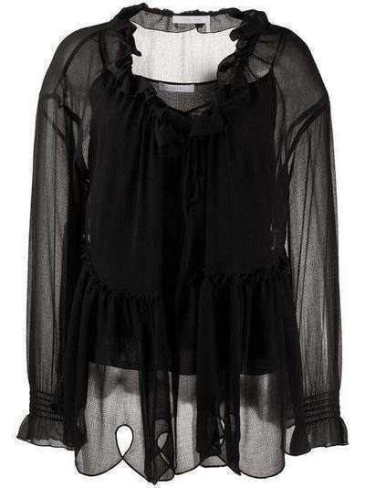 See by Chloé полупрозрачная блузка с завязками на воротнике CHS20UHT18025