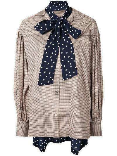 Maison Mihara Yasuhiro блузка в клетку с бантом B04SH181