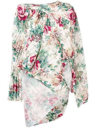 Junya Watanabe асимметричная блузка с цветочным принтом JBO032W18