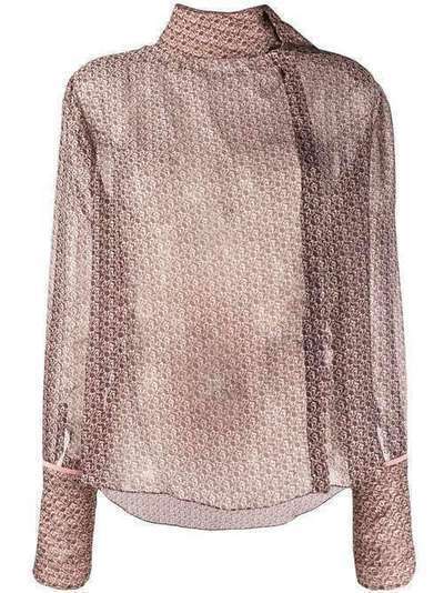 Fendi блузка с воротником-платком и монограммой FS7231A5XG