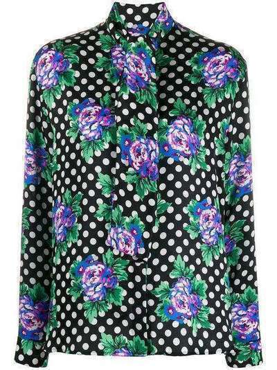 Balenciaga блузка в горох с цветочным принтом 595189TGLQ8