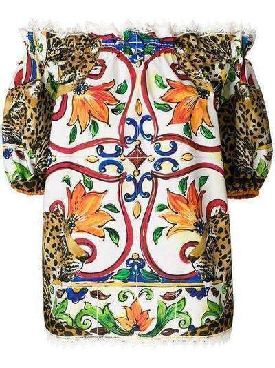 Dolce & Gabbana блузка с принтом Majolica F71J7TGDH57