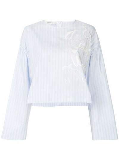 Cédric Charlier блузка в полоску с вышивкой A02183926