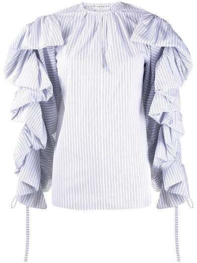 Givenchy блузка в тонкую полоску с оборками BW60P8130H
