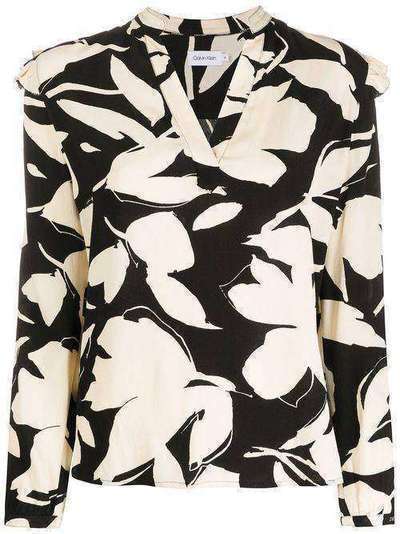 Calvin Klein блузка с оборками и цветочным принтом K20K201805