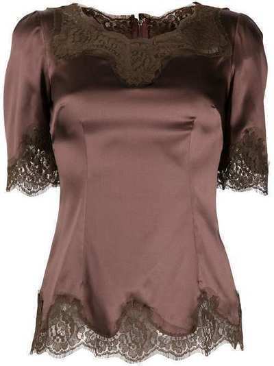 Dolce & Gabbana блузка с короткими рукавами и кружевом F78LHTFURAG