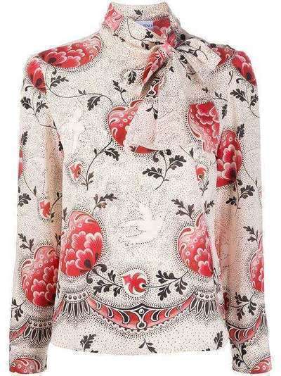 RedValentino блузка с завязками на воротнике и цветочным принтом TR3AB1Y04S2