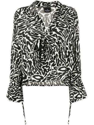 Pinko блузка с завязками и леопардовым принтом 1Q10488105DZ3