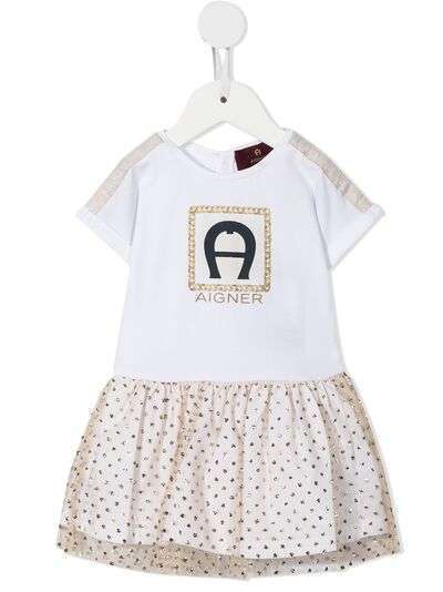 Aigner Kids платье с тюлем и логотипом