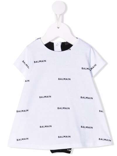 Balmain Kids платье-трапеция с логотипом