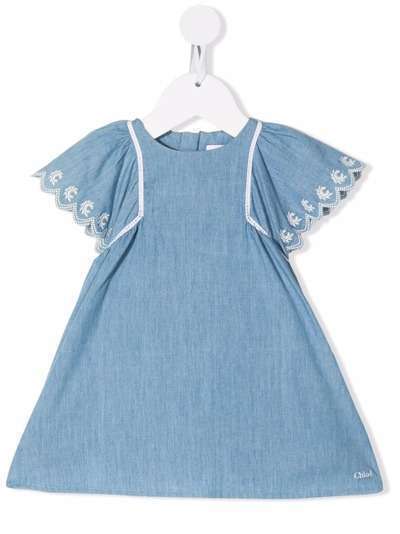 Chloé Kids платье с вышитым логотипом