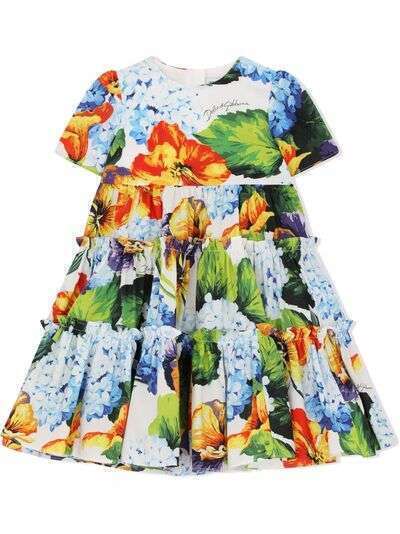 Dolce & Gabbana Kids ярусное платье макси с цветочным принтом