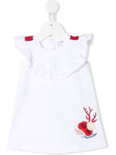 Monnalisa платье с вышитым логотипом и оборками