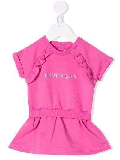 Givenchy Kids платье мини с оборками и логотипом