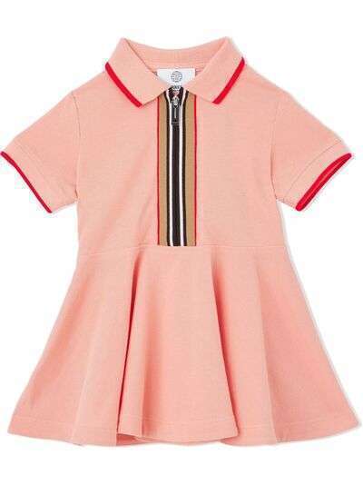 Burberry Kids платье с воротником поло и отделкой Icon Stripe
