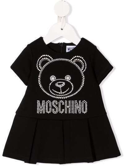 Moschino Kids платье с логотипом и заклепками