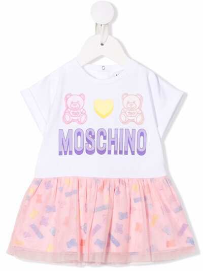 Moschino Kids платье Teddy с тюлем