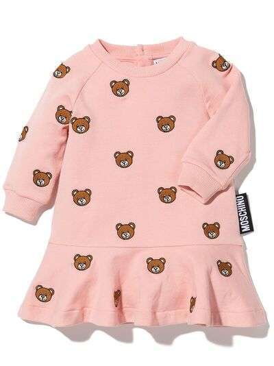 Moschino Kids платье-свитер с вышивкой Teddy Bear