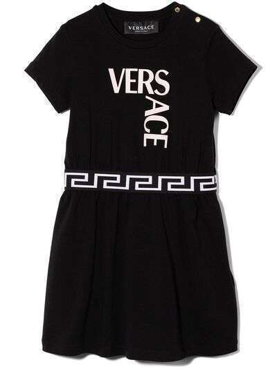 Versace Kids расклешенное платье с логотипом