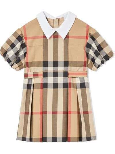 Burberry Kids платье в клетку Vintage Check с объемными рукавами