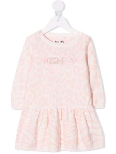 Kenzo Kids платье с длинными рукавами и вышитым логотипом
