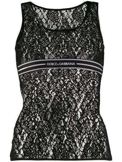Dolce & Gabbana кружевной топ без рукавов с логотипом F74F6TFLMPS