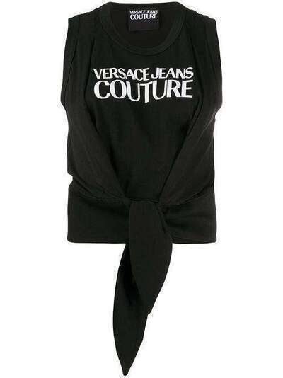 Versace Jeans Couture топ с логотипом и завязками на подоле D3HVB6X030324